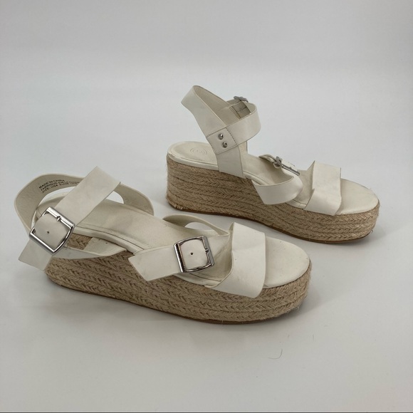 Urban Outfitters White Platform Espadrille Sandals - Size 8 - Picture 2 of 10